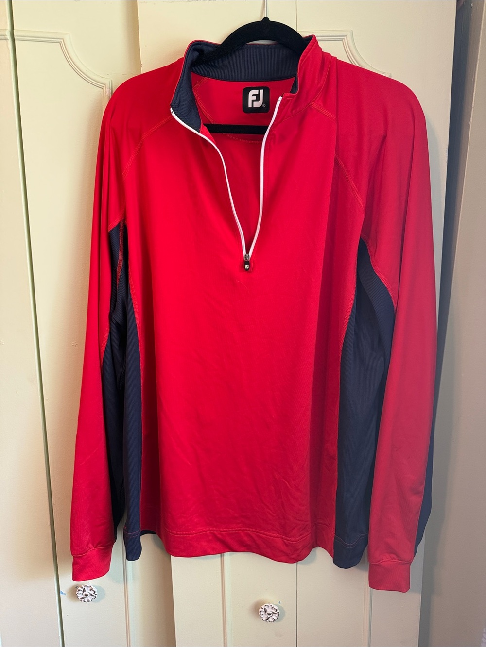FootJoy Red and Navy Half-Zip Golf Pullover